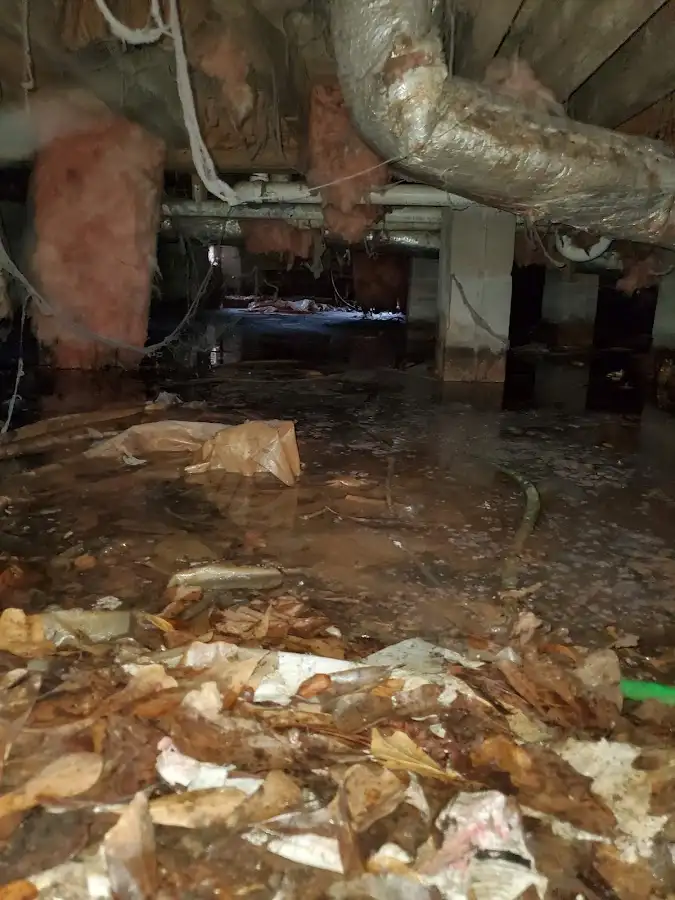 Crawl space flood assessment for Commercial Water Damage Restoration in Taunton